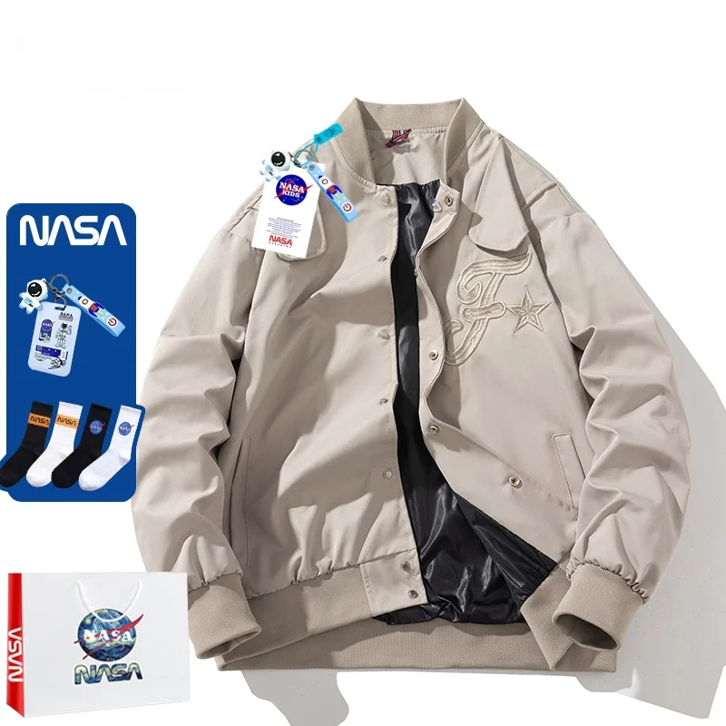 

Men's Baseball Jaet 2024 Spring New Sle Loose Flight Jaet Thin American Sle Streetwear Baseball Collar Zipper Closure