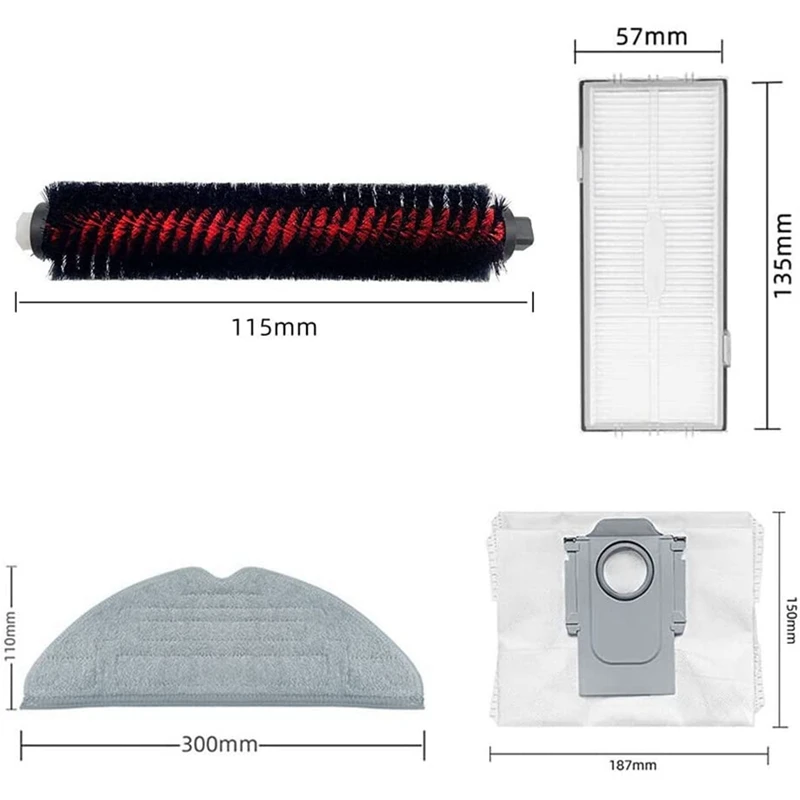 الأسطوانة الجانب فرشاة ممسحة تصفية أكياس الغبار استبدال أجزاء الملحقات ل Roborock S8 S8 + S8 Pro Ultra G20 مكنسة كهربائية
