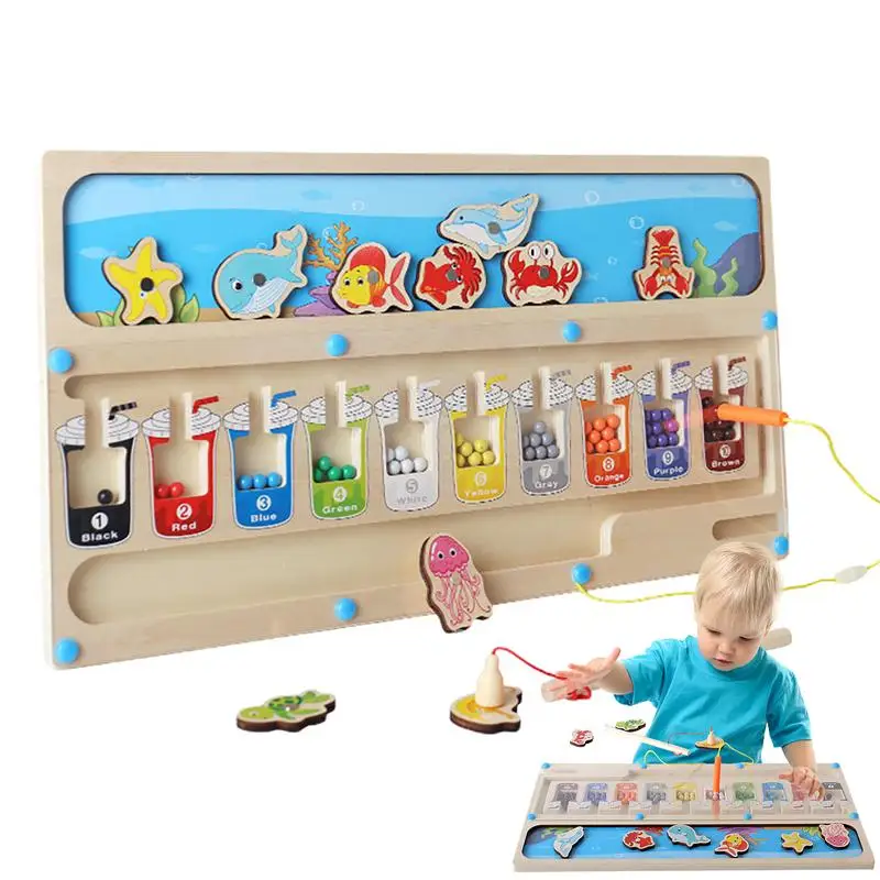 

Color Sorting Magnets 2-in-1 Fishing Toddler Game Montessori Toy Flexible Color and Number Magnetic Board Interactive Learning &