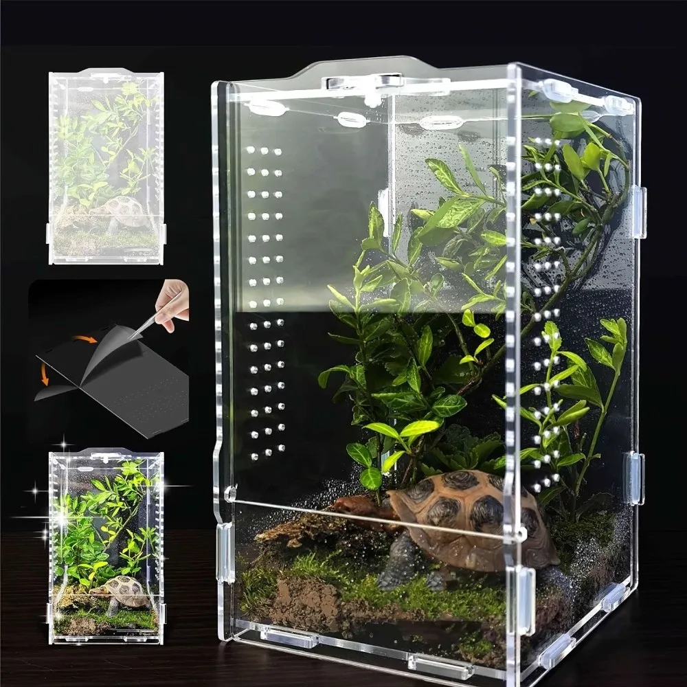Acrylic Jumping Spider Enclosure Buckle Lock Escape Proof Reptile Feeding Tank Ventilated Transparent Reptile Habitat - view 2