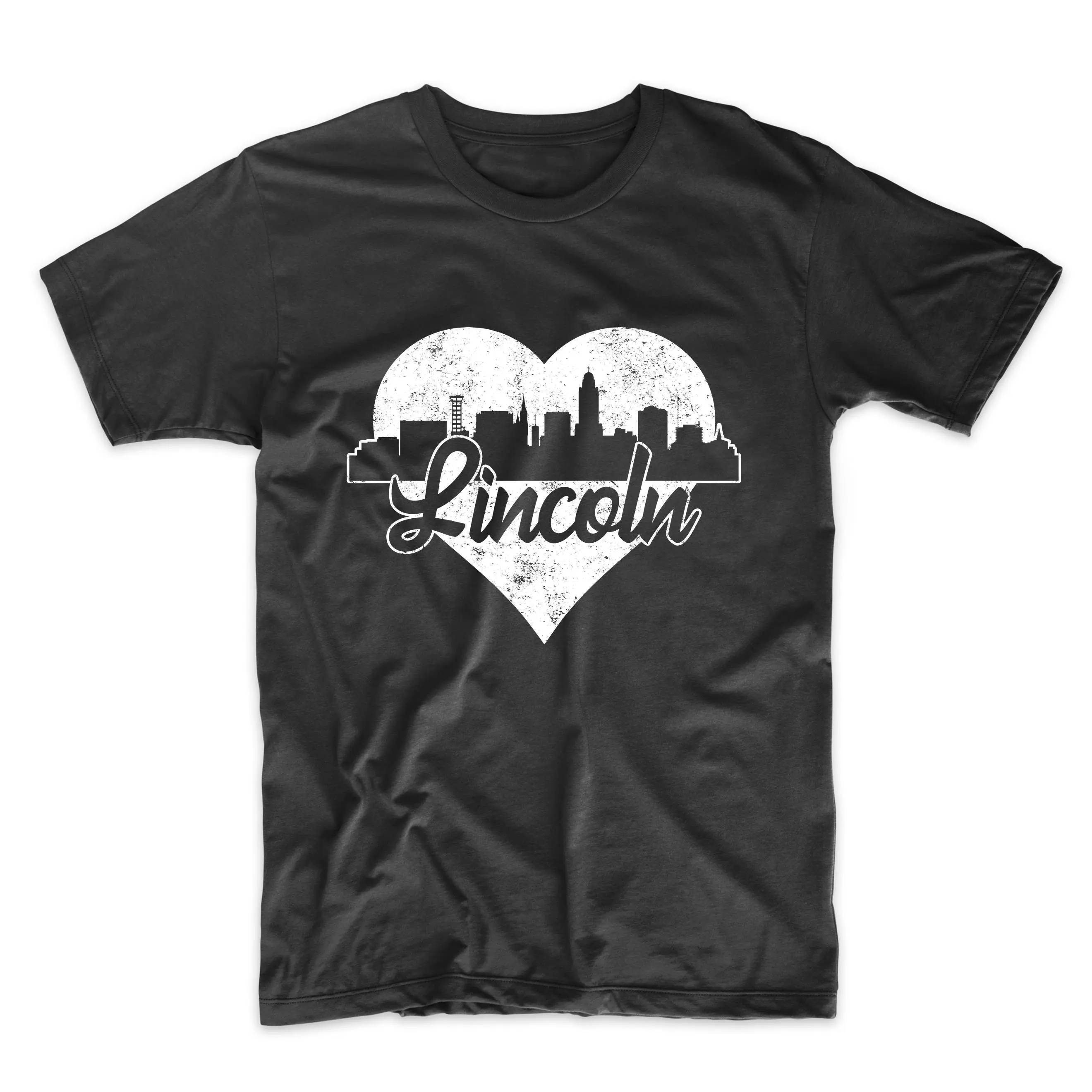 Мужская футболка Lincoln Retro Nebraska Skyline Heart Distressed