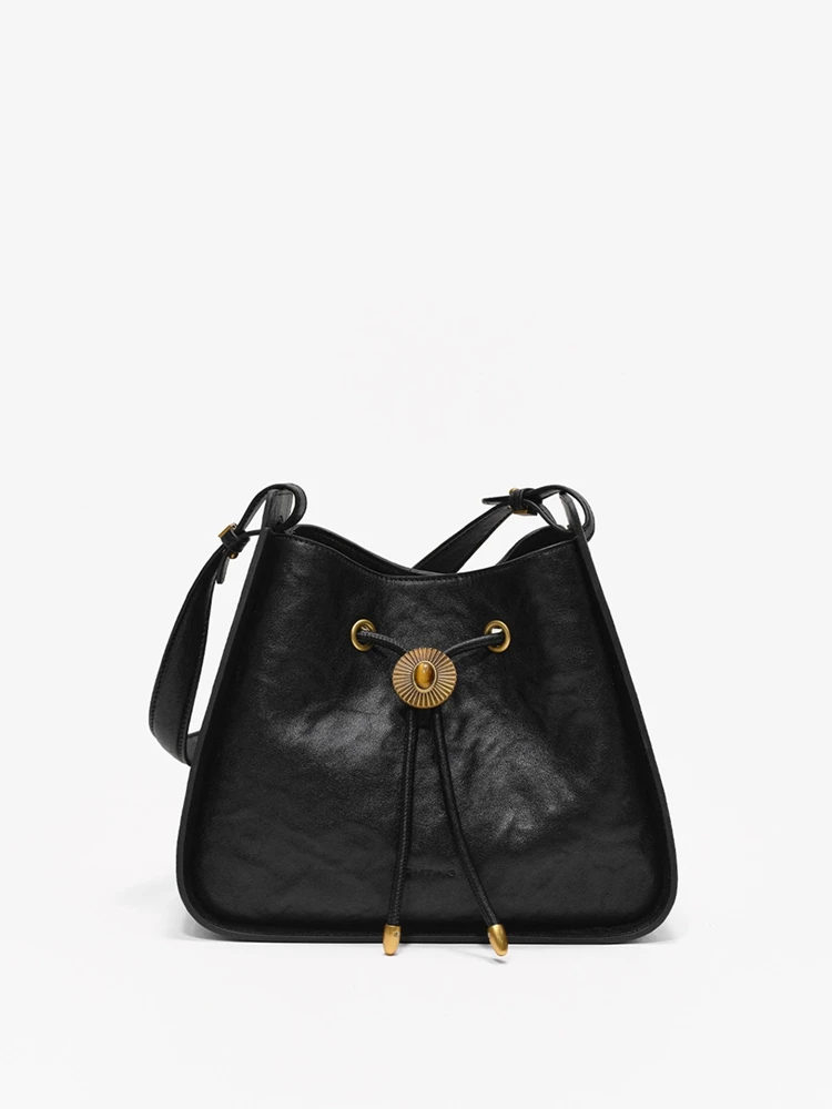 Tas Ember Sederhana Fashion Biru Tas Tote Kulit Asli Wanita \ Tas Tangan Tas Komuter Selempang Bahu Ketiak Kulit Asli Baru