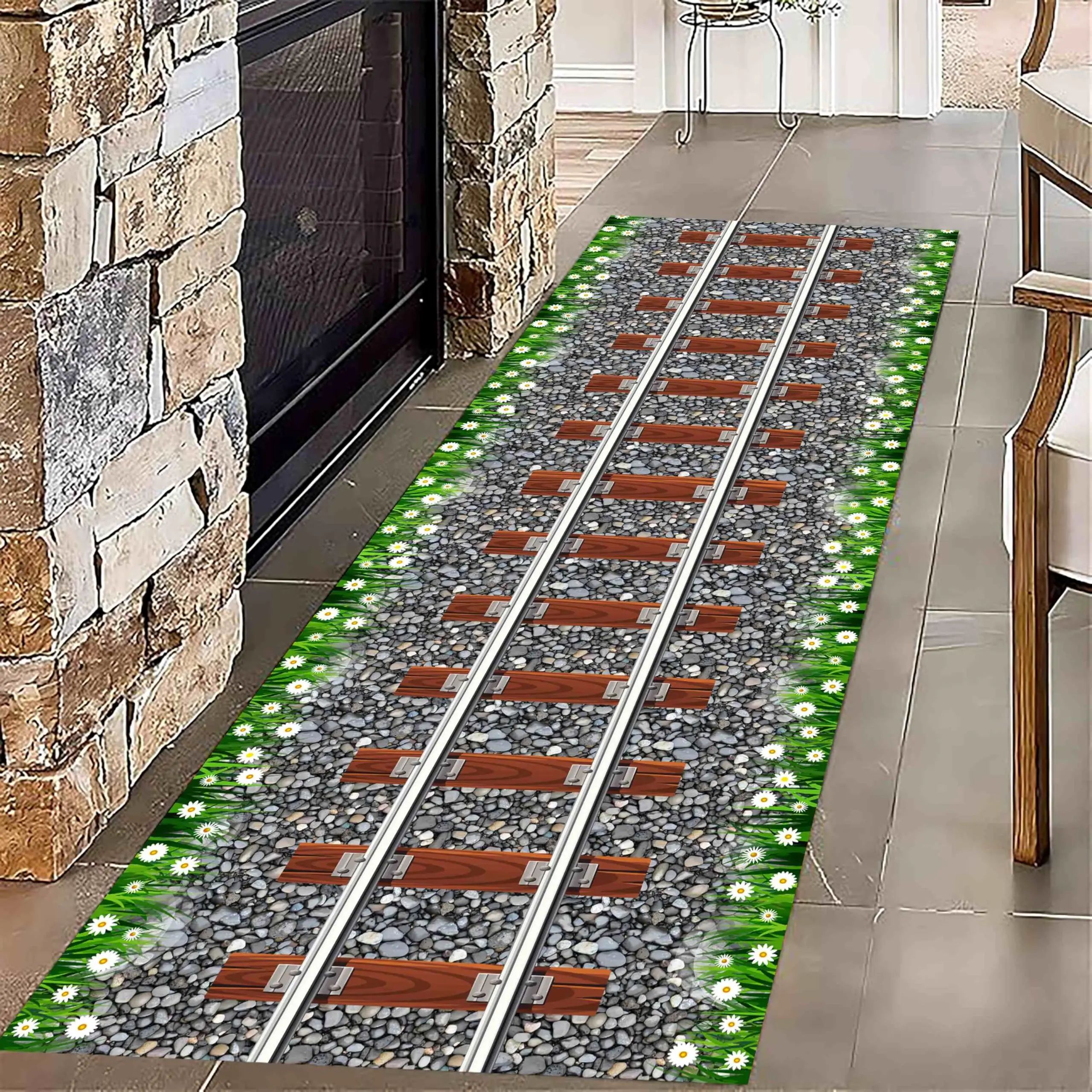 Creative Abstract Long Mat Airplane Runway Area Carpet Black White Aviation Road Design Corridor Hallway Entrance Floor Rug