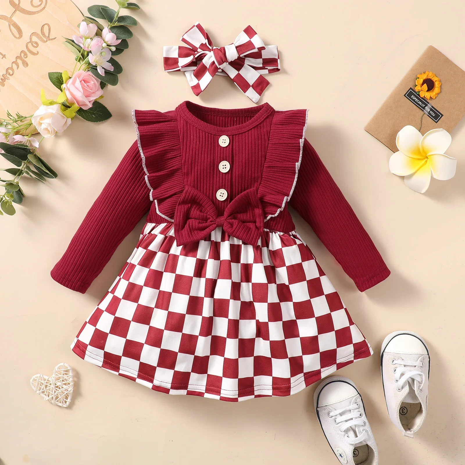 Summer Kids Newborn Baby Girl Plaid Bow T shirt+ Button Suspender Skirt Headband Outfits 2pcs Clothes Sets Toddler girl Outfit