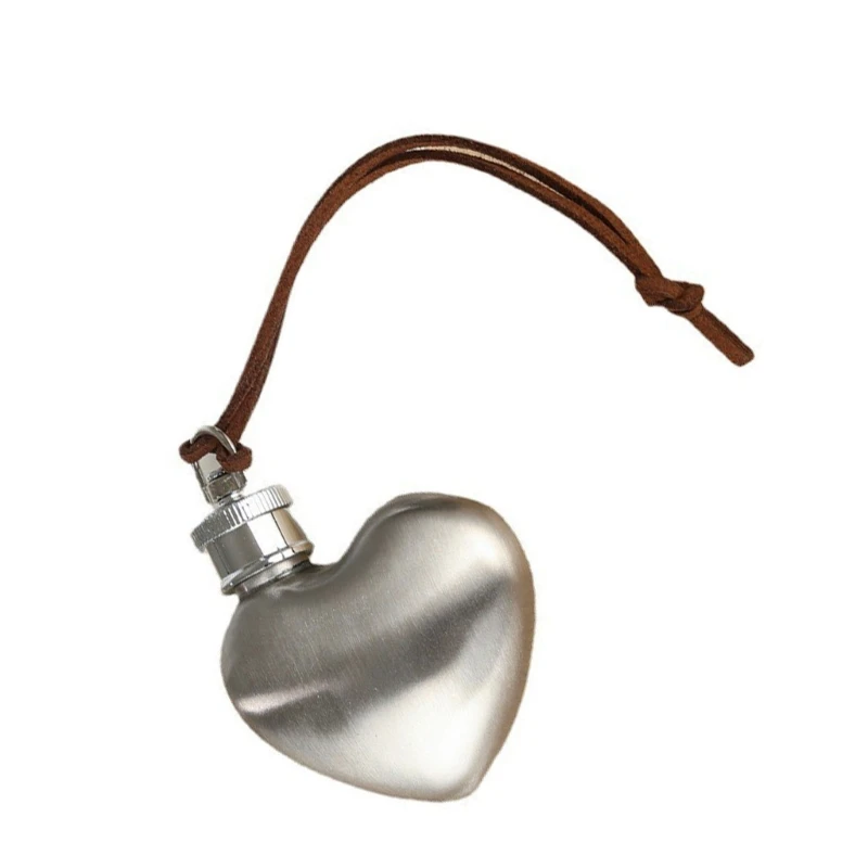 Bottiglia liquore tascabile in argento portatile da 1 oz con fiaschetta a cuore in acciaio