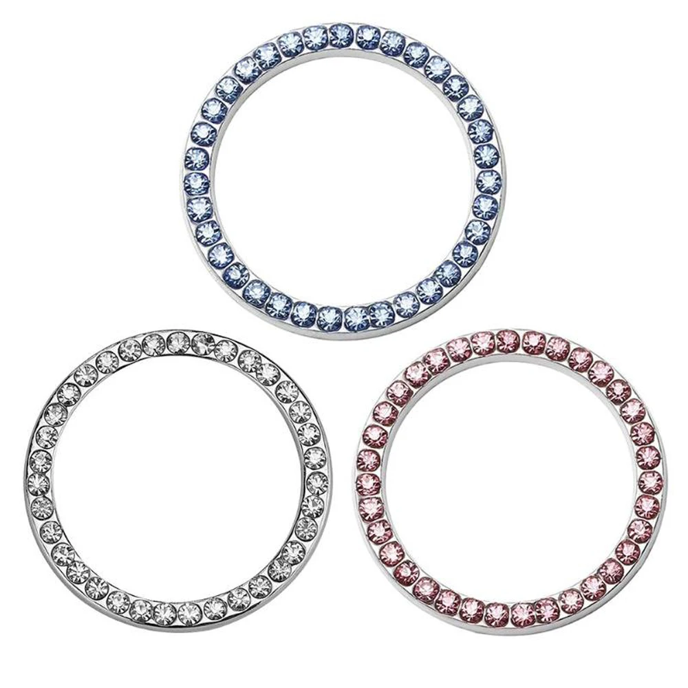 Rhinestone Ring Circle Trim Cover Car Start Decorative Circle Start Stop Engine Switch Button Decor Decorative Diamond Ring