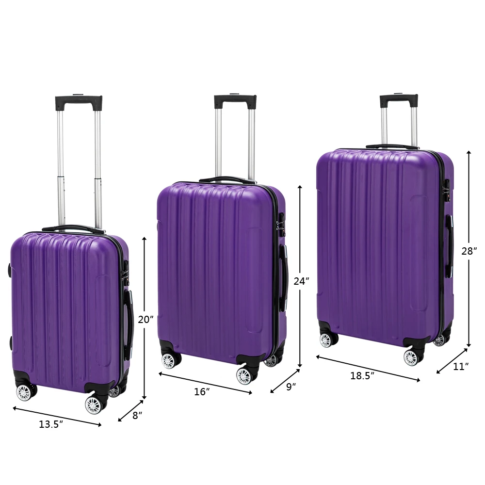 3 em 1 multifuncional grande capacidade de armazenamento de viagem mala conjunto de bagagem roxo bagagem de mão mala de grande capacidade