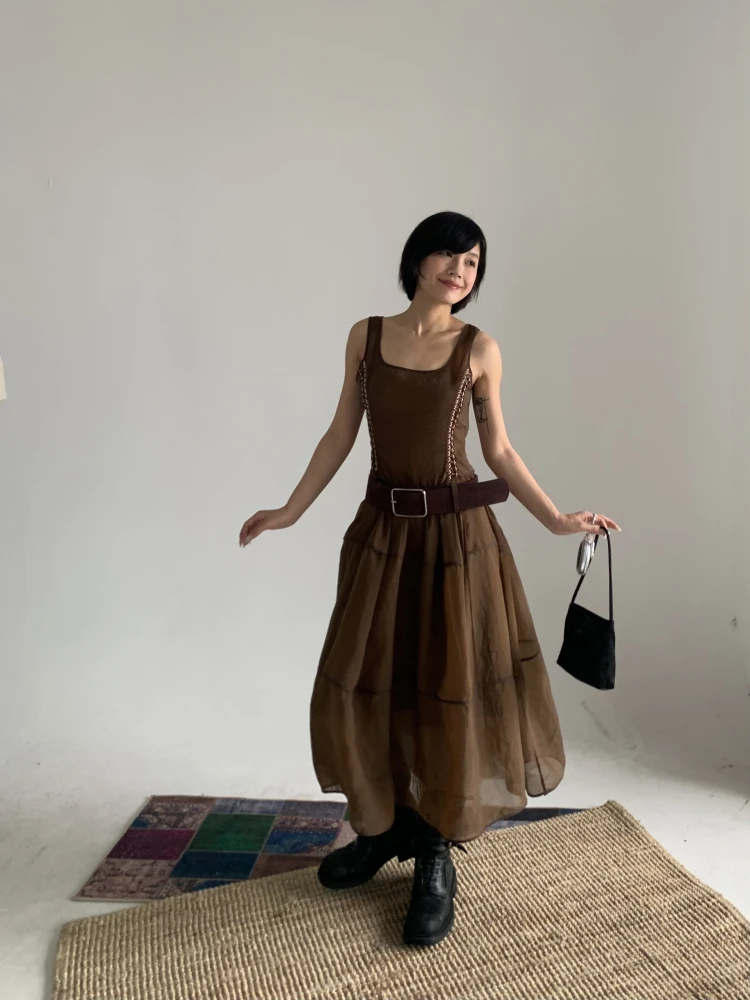 

Новинка: Летняя юбка А-силуэта с двойным поясом, утягивающая талию, из полиэфирного волокна, с высокой талией, в стиле ретро.