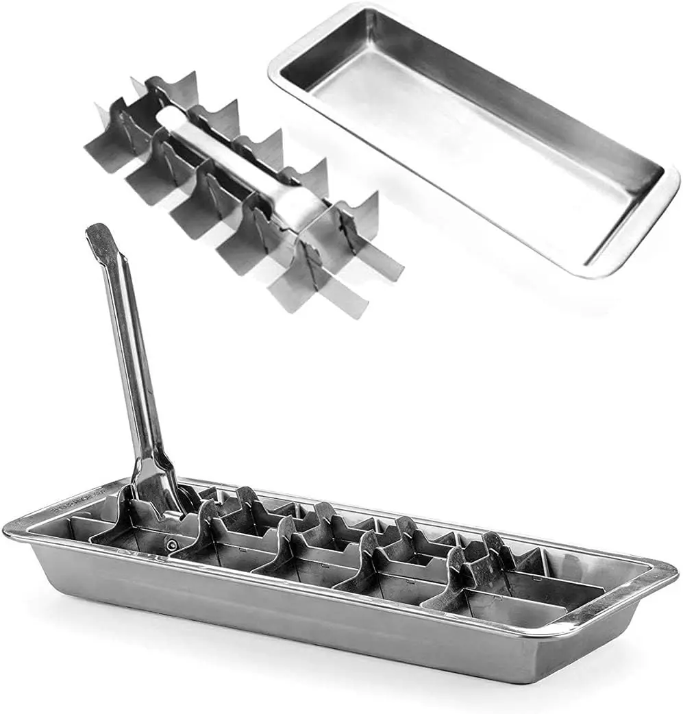 18/8 Stainless Steel Ice Cube Tray, 18 Slot Ice Cube Tray with Easy Release Handle, Removable Slots for Easy Ice Cube Removal