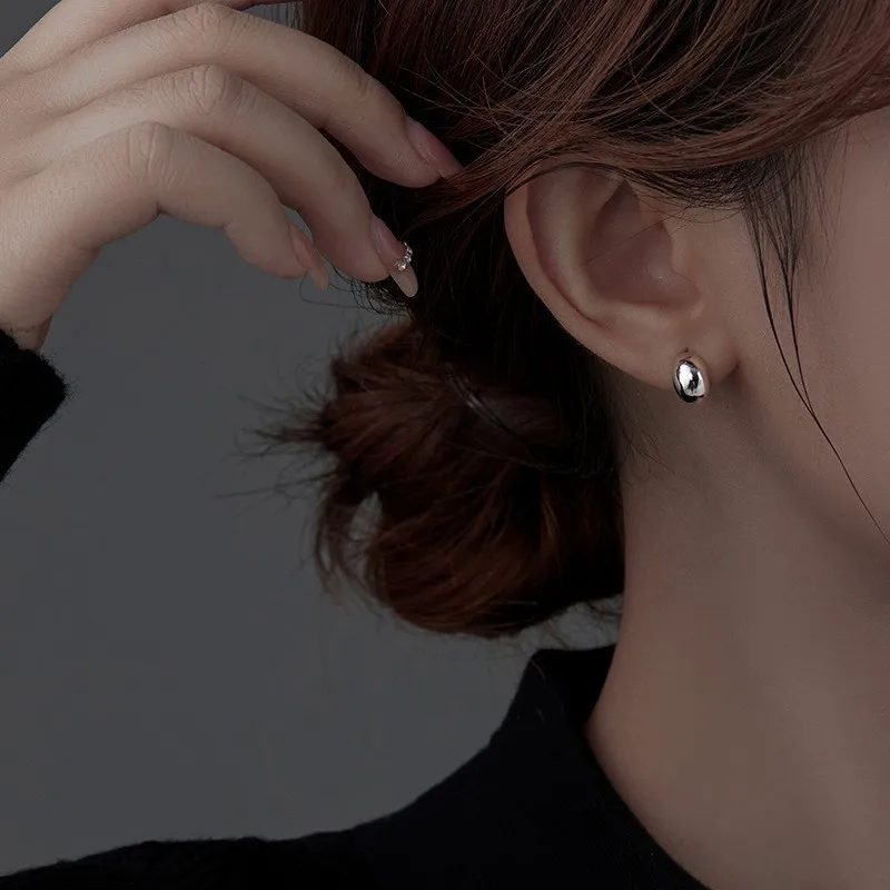 

Classic s999 sterling silver small silver bean earrings for women Valentine's Day high-end jewelry gift