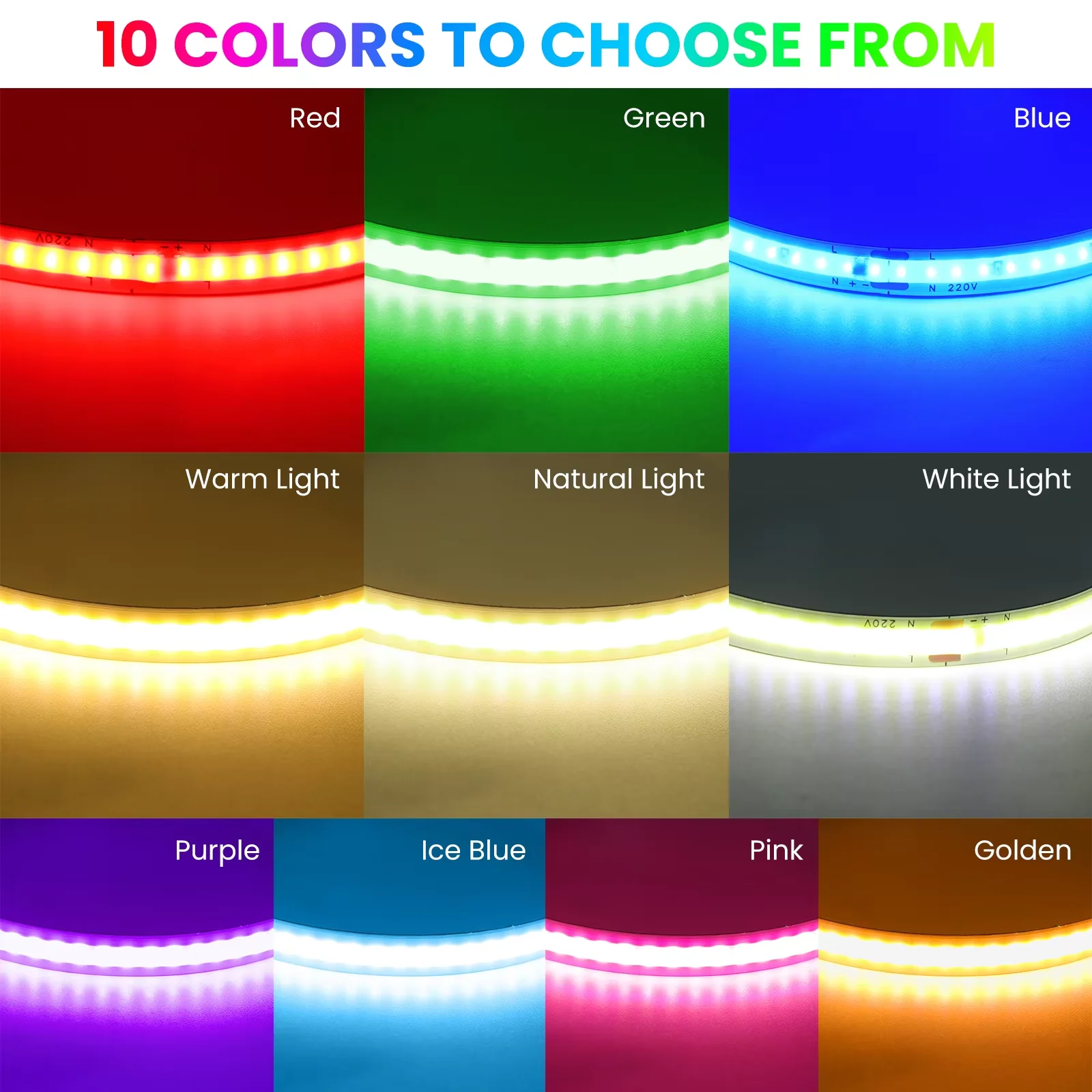 220V COB LED Strip Light Flexible COB LED Tape with Adhesive Tape 240LEDs High Density Linear Lighting Ribbon 5M 10M 20M 50M