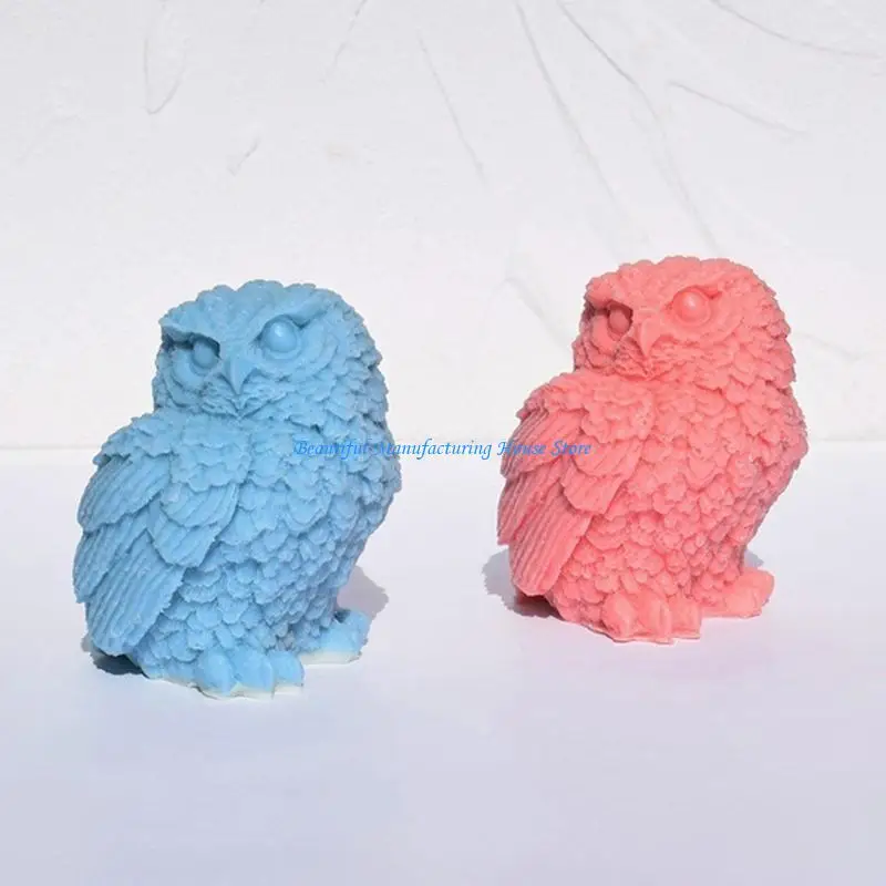 E56A سيليكون قوالب زخرفة قوالب صنع الصابون الدائمة البومة شكل قالب شمع نسيج السيليكون مناسبة للديكور المنزل #2