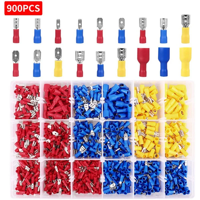 900PCS Frio Pressionado Terminal De Pressão Fria Terminal Plug-In Spring Terminal Conjunto Masculino E Feminino Terminal Plug-In Spring Terminal