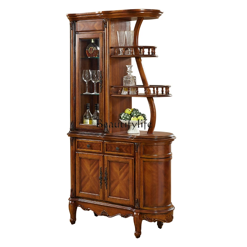 

American solid wood partition cabinet, living room entrance double-sided European storage shoe cabinet