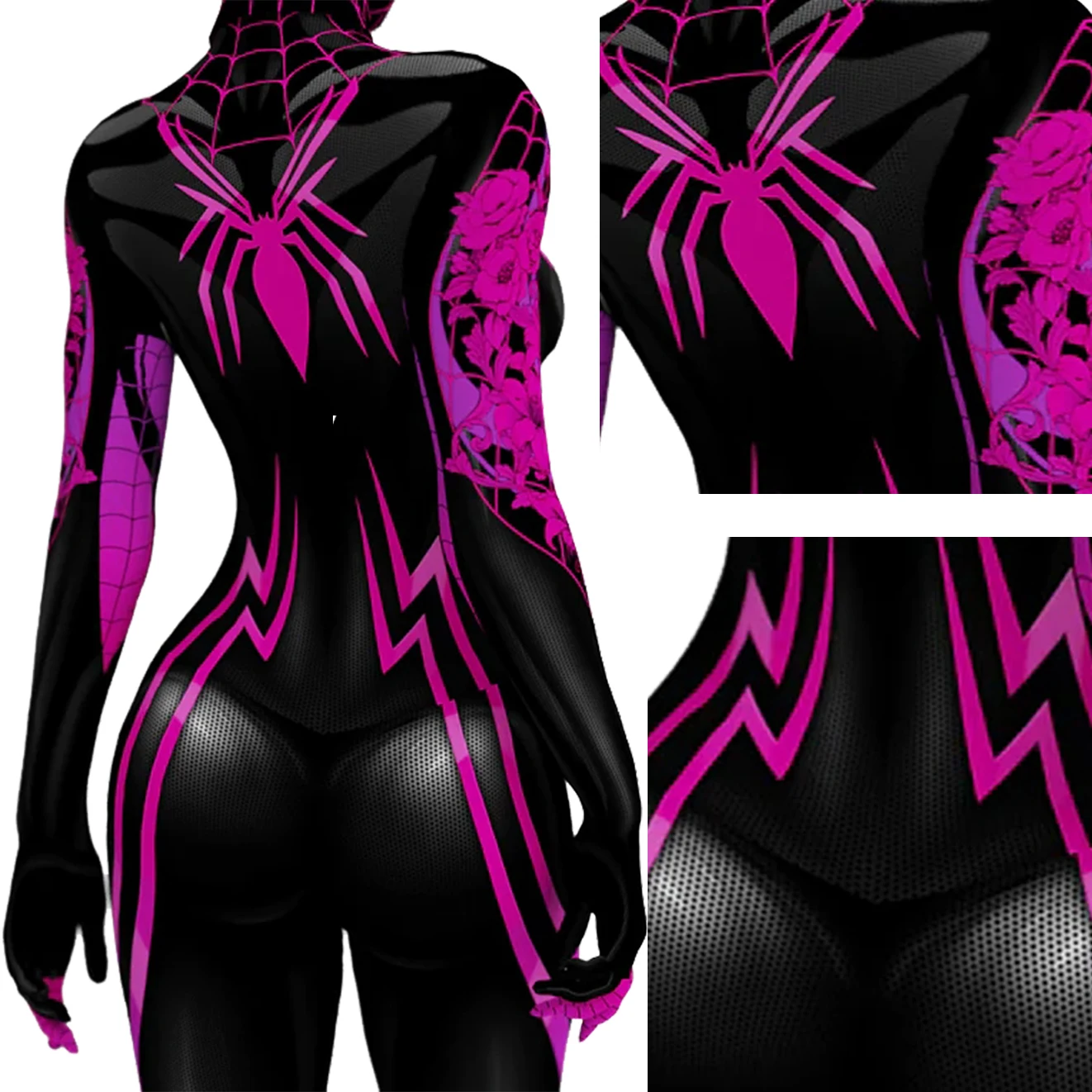 Jedwabna pajęczniczka Cosplay superbohater Spandex discraces Para SpiderWomen Cindy Moon body Zentai strój kostium na Halloween kobiet