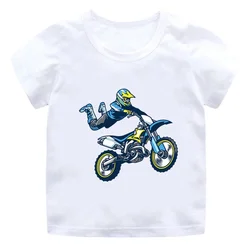 Funny Motorcycle Motocross Rider Cool Kids T-Shirt Baby Boys Casual Funny T Shirt Children Streetwear Girls/Boys Clothes 3-15y