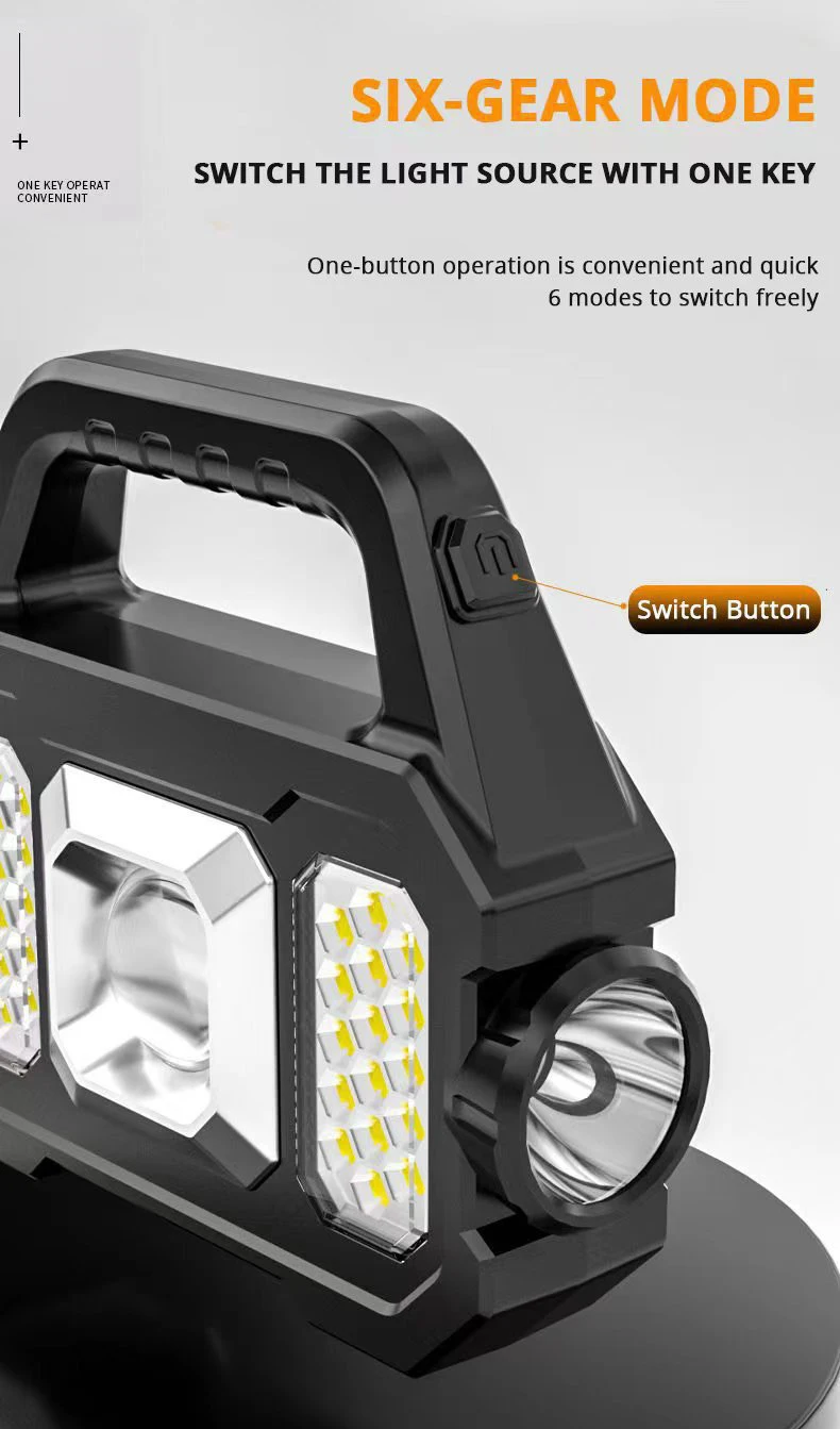 

Multifunctional COB Searchlight Portable LED Strong Light Flashlight Solar Charging Outdoor Camping Emergency Lighting Work Lamp