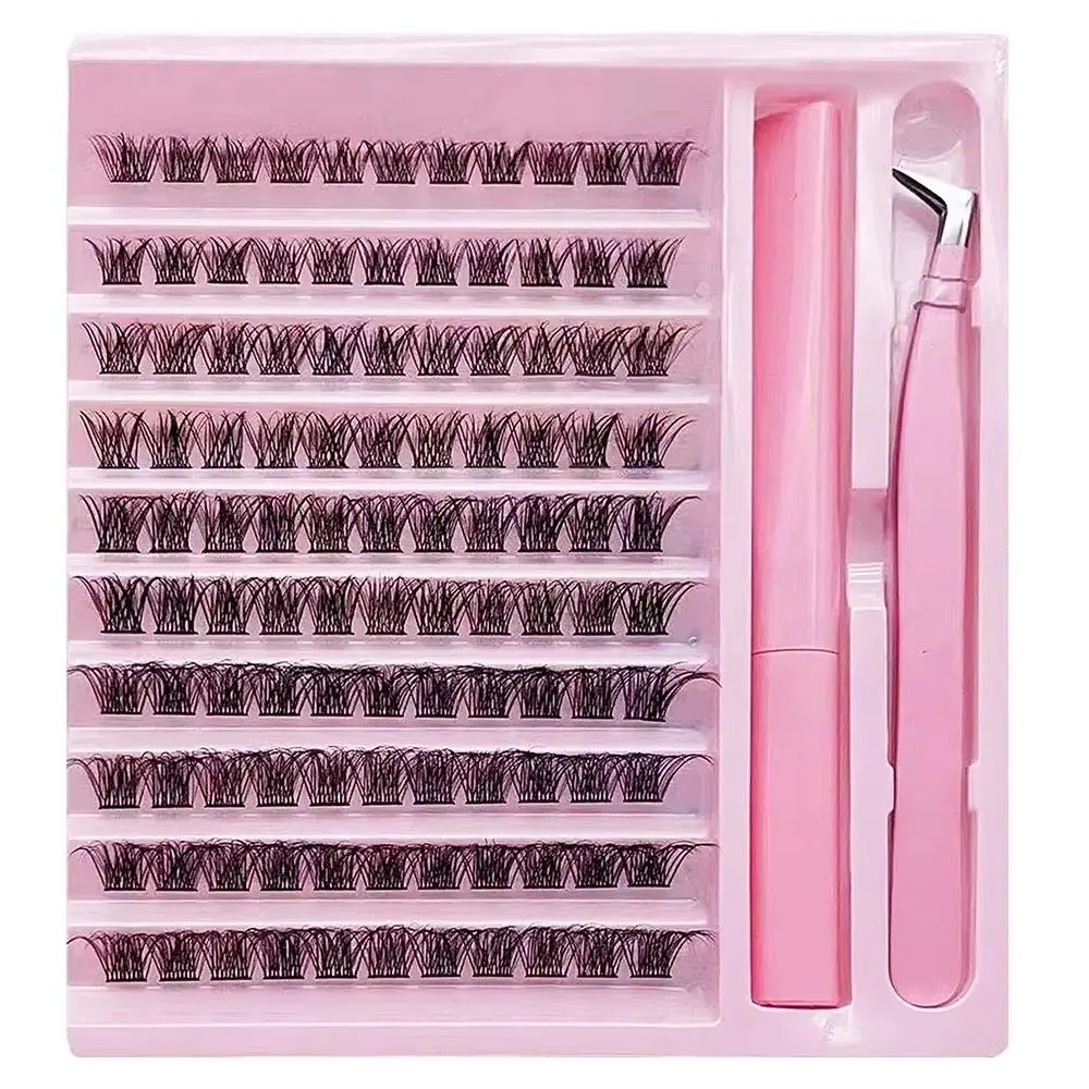 DIY Wimpernverlängerungsset, Einzelwimpern mit Klebstoff und Pinzette für Wimpernverlängerungen