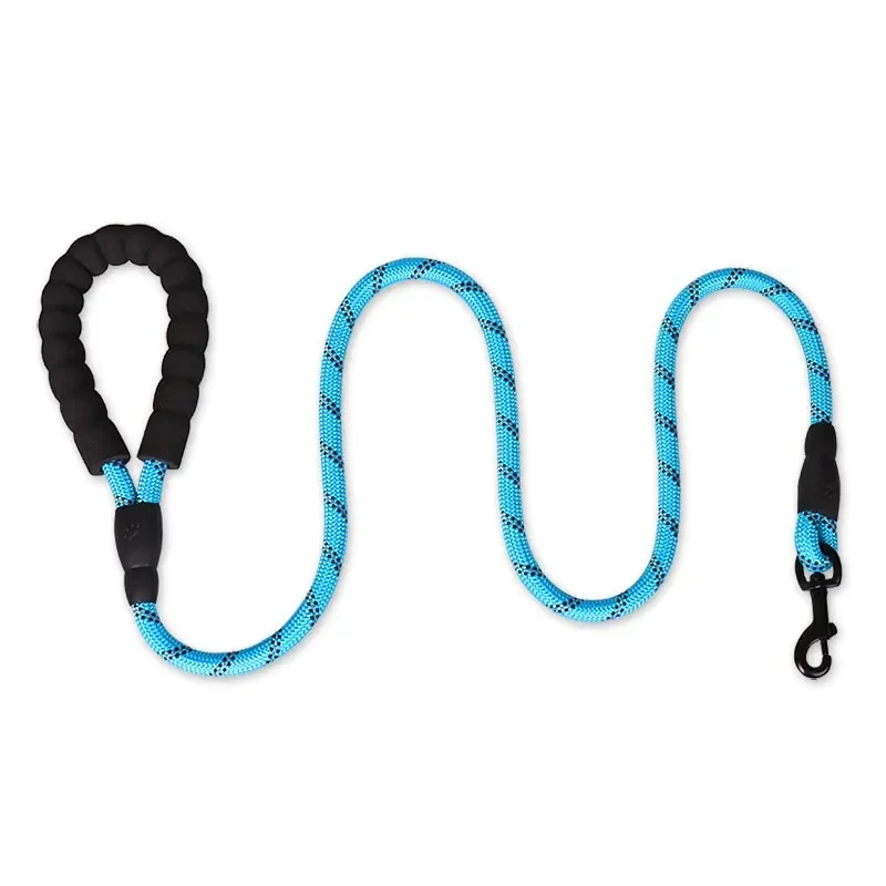 Nylon Round Dog Leash With Soft Foam Handle Reflective Strip Design Explosion Proof Anti-pull Walking Rope Suitable For Medium L