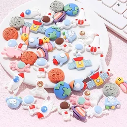 Resin 3D Cartoon aerospace astronaut series earth rocket satellite 10pcs Scrapbook Crafts DIY Accessory Decor Figurines