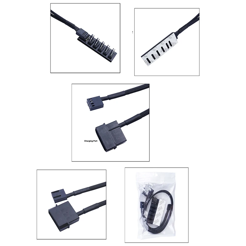 พัดลมทำความเย็นที่แยกสายไฟ5 in 1ฮับ Pwm2510เครือข่ายไนล่อนแหล่งจ่ายไฟอิสระ4PIN พัดลมคอมพิวเตอร์อะแดปเตอร์ขยาย