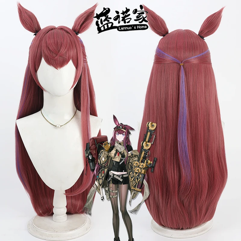 

Парик для косплея Arknights Ray, длина 80 см, прямые, винно-красные, смешанные, фиолетовые, термостойкие синтетические волосы, вечеринка на Хэллоуин, ролевые игры