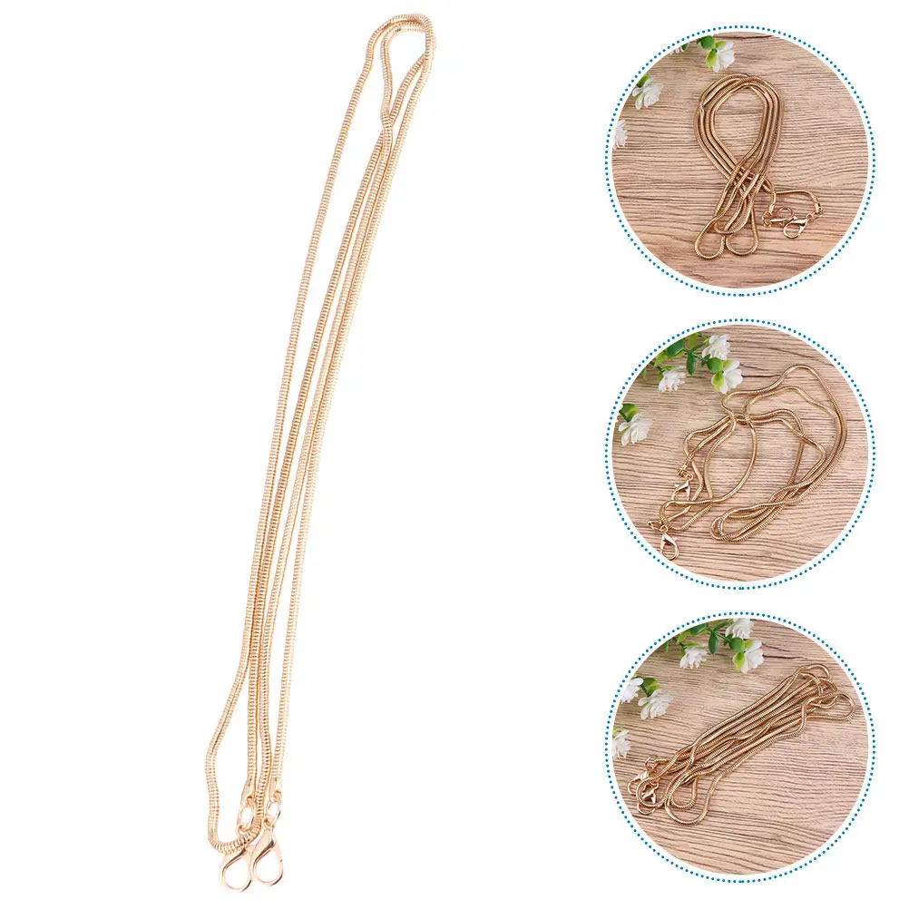 2Pcs Snake Chain Purse Strap Lobster Clasp Thick Round Design High Shine Fade Proof Metal Chain for DIY Handbag Crossbody Tote