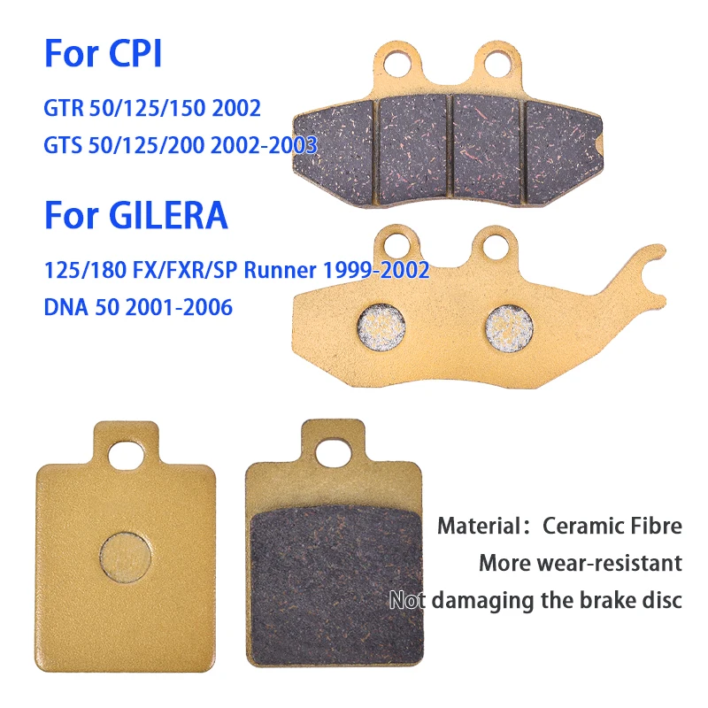 Pastilhas de Freio Dianteiras e Traseiras para CPI GTR 50 125 150 GTS 200 2002 GTR50 GTR125 GTR150 GTS50 GTS200 GILERA DNA 50 125 180 FX/FXR/SP Runner