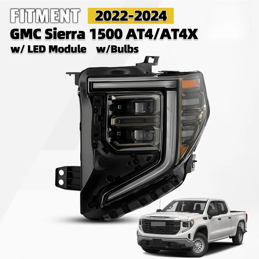 

Для GMC Sierra 1500 AT4 2022-2024 годов выпуска | Полноценная светодиодная фара AT4X с лампой, сторона водителя