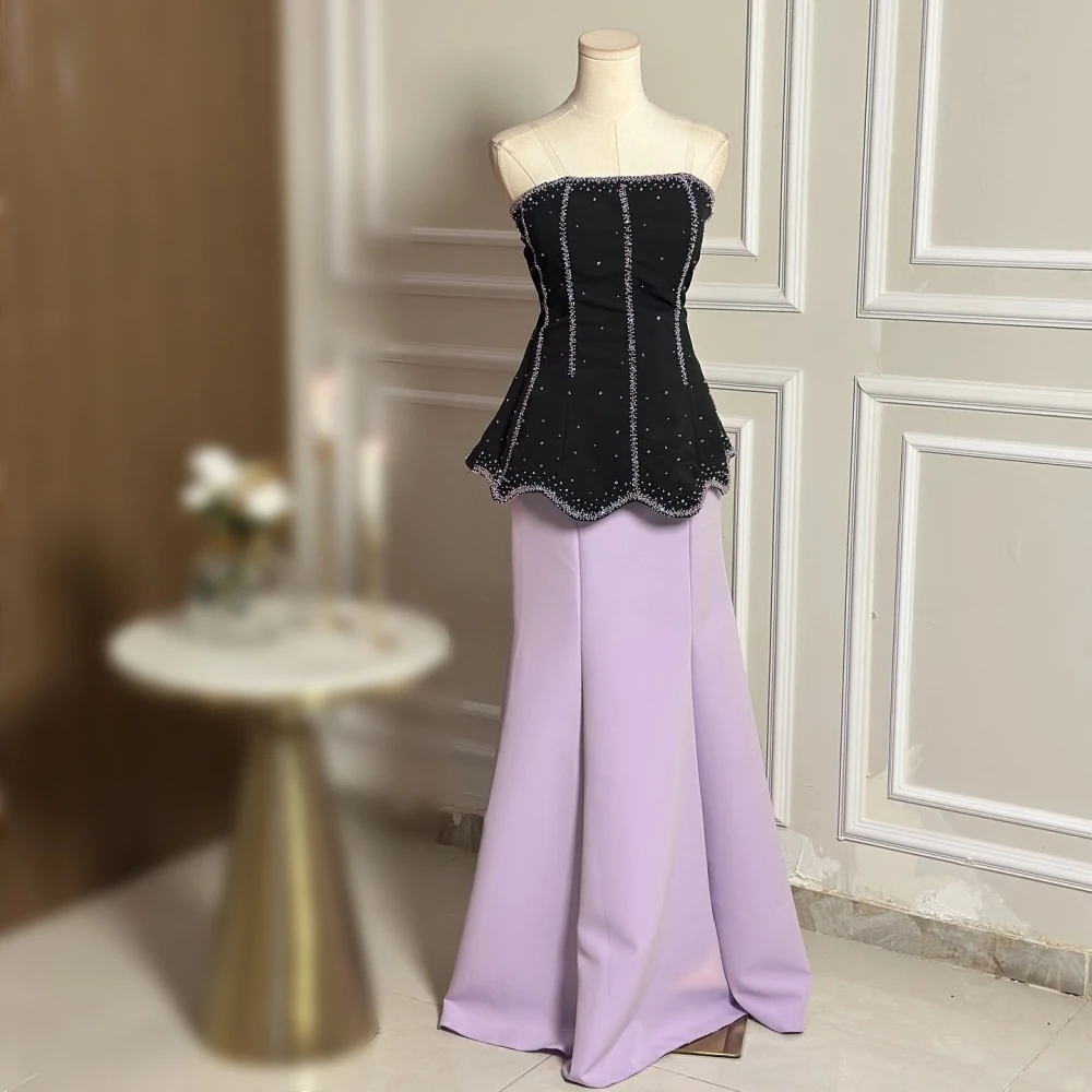 

Customized Evening Dress Pleat Sparkle Temperament Strapless Mermaid Long Dresses Bespoke Occasion Elegant Party Wedding