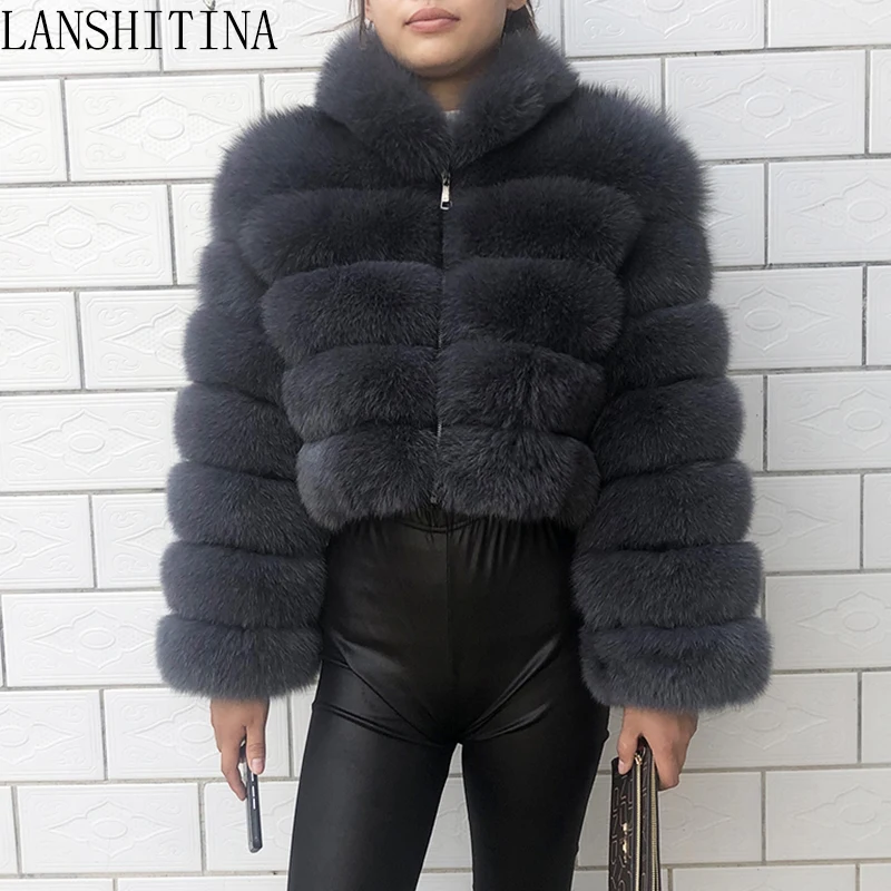 Women Jacket Fox Fur Coat Real Raccoon Silver Fox Fur Coat Winter Jackets 2022 Woman Short High Waist Clothing Latest Design