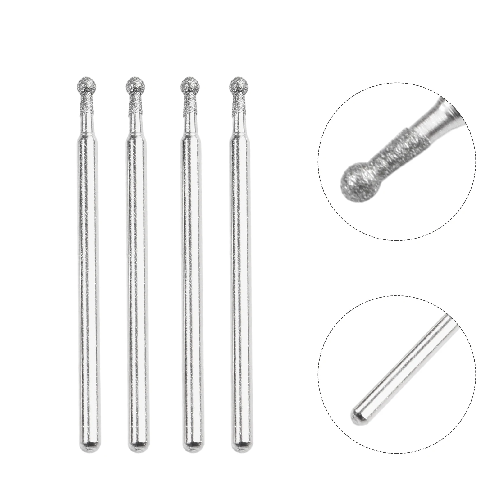 Diamond Coated 2mm Spherical Circular Head Mounted Points Grinding Drill Kit High Hardness Long Lasting (10 Pieces)