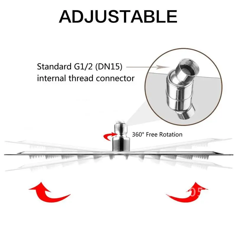 Luxury Chrome  LED  Rainfall Shower Head Stainless Steel Square Color Changing Lights Shower head Water Flow Generates Electrici