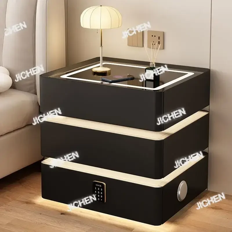 Прикроватные тумбочки HV, многофункциональный 3-ящик, умный комод, беспроводная зарядка через USB, светодиодный прикроватный шкаф с подсветкой