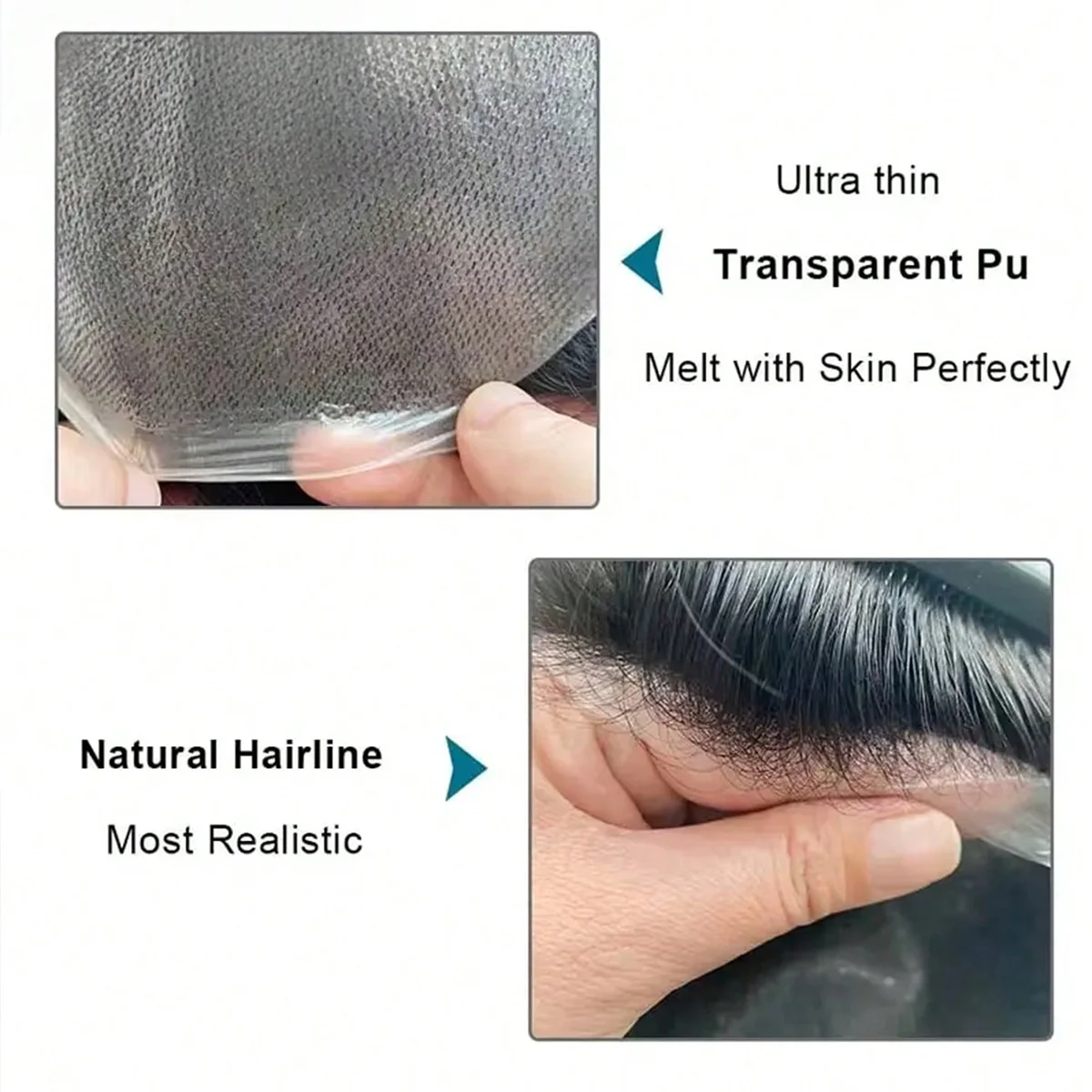 الشعر المستعار للرجال شعر بشري حقيقي بولي الجلد نظام استبدال الشعر 8 "x 10" بولي Base حجم قاعدة رقيقة الجلد الشعر الاصطناعي وحدات التصحيح #4