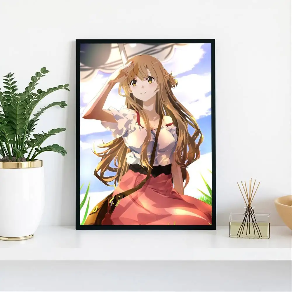 Sword Art Online Asuna Yuuki Poster Waterproof Wall Art Sticker For Bar Living Room Vintage Decor High Quality Print Gift
