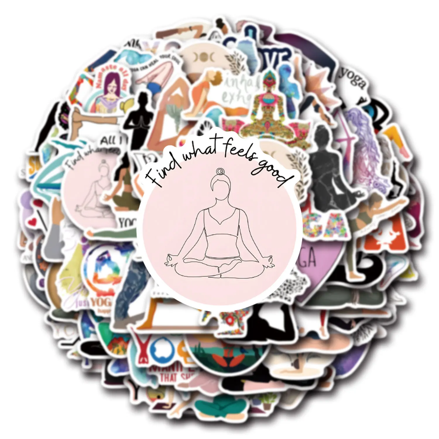 

55/110PCS Yoga Stickers Meditation & Exercise Decals Yoga Lovers Fitness Lovers Cartoon Decorative Waterproof Stickers Kids Toy