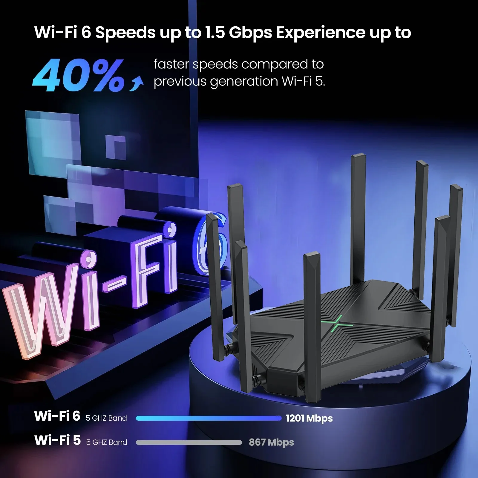 Amplificateur de modem sans fil pour le bureau à domicile avec pare-feu, répéteur Wi-Fi, 8 divulguer, 1200M, 2.4G, 5G, RJ45, WAN, LAN