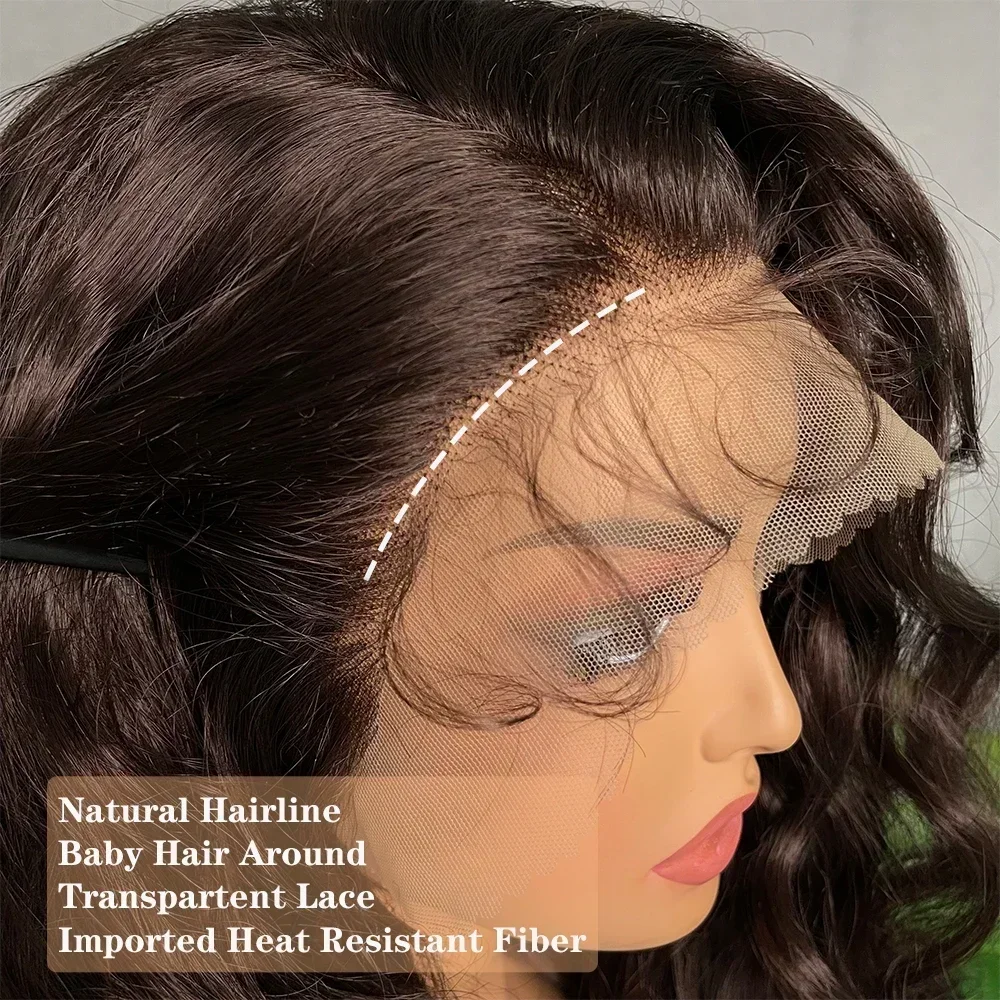 Wig renda sintetis coklat muda bisnis X-TRESS Wig Super panjang gelombang longgar 13x6 Wig rambut Frontal renda dengan rambut bayi sehari-hari gaya baru