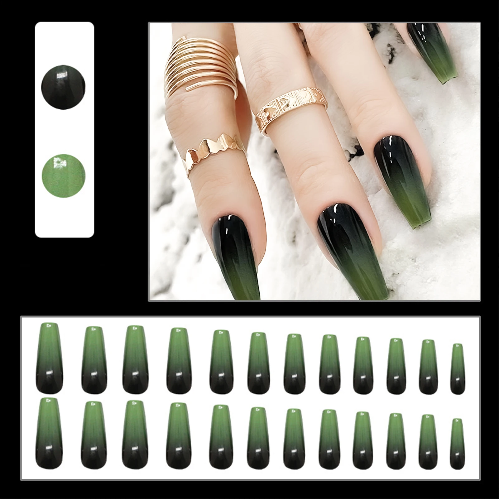 24 stücke y2k Stern drücken auf Nägel Farbverlauf schwarz mittellanger Sarg falsche Nagels pitzen volle Abdeckung Mond Designs gefälschten Nagel für coole Mädchen