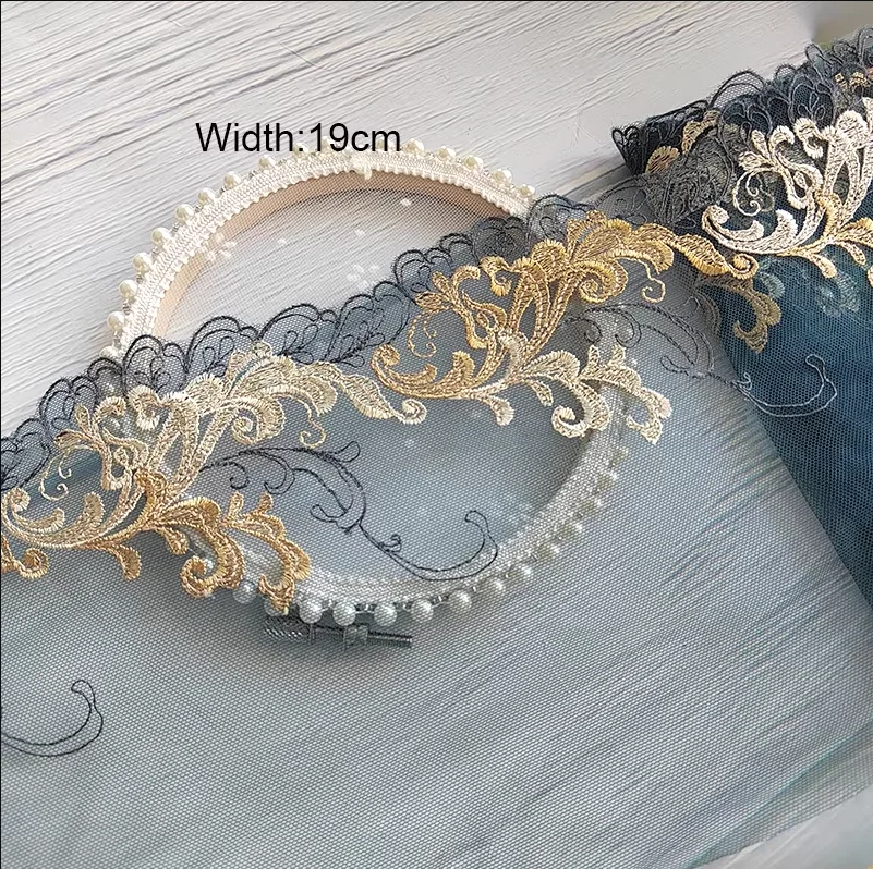 1Yard 17-26cm Multicolor Mesh Embroidery Lace Trim, Handmade DIY Needlework, Sewing Doll Dress, Clothing Material