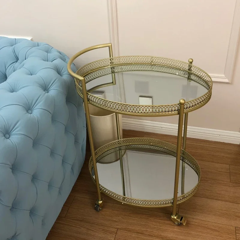 European dining car exhibition hall tea cart household idle coffee table beauty salon trolley mobile side wine glass holder