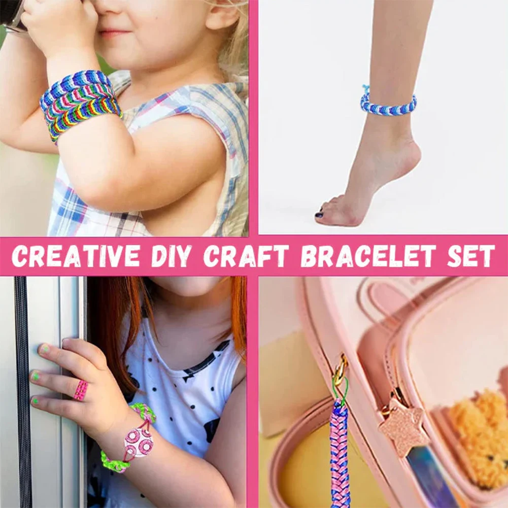 DIY Weaving Bracelet Making Materials Kit Stylish Wrist Strap Jewelry Birthday Gift Colorful Hand Rope Braider Set for Kids Toy