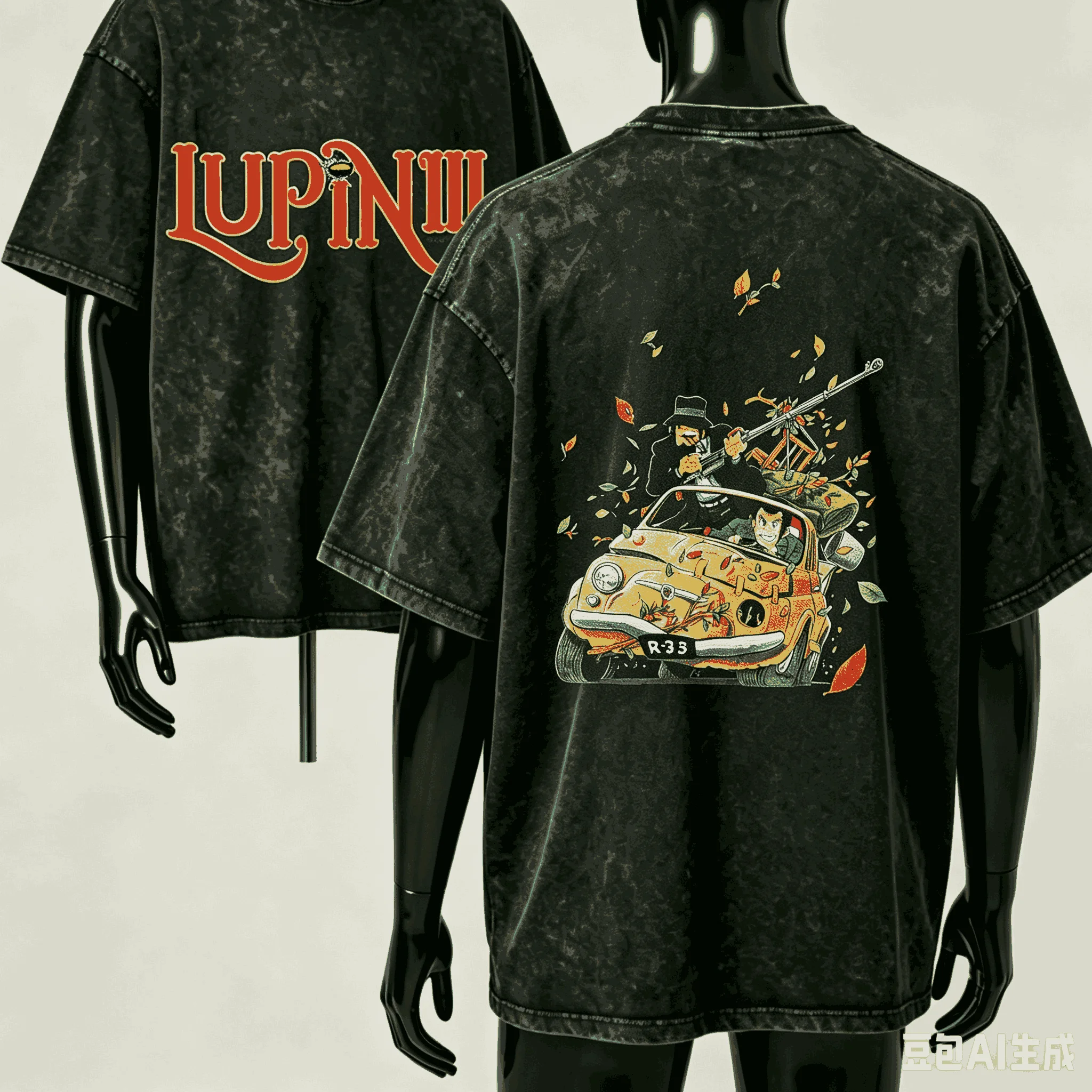Lupin the Third Washed T-shirt Anime Lover Harajuku New Model Oversized Vintage Loose Streetwear Classic Unisex high quality tee