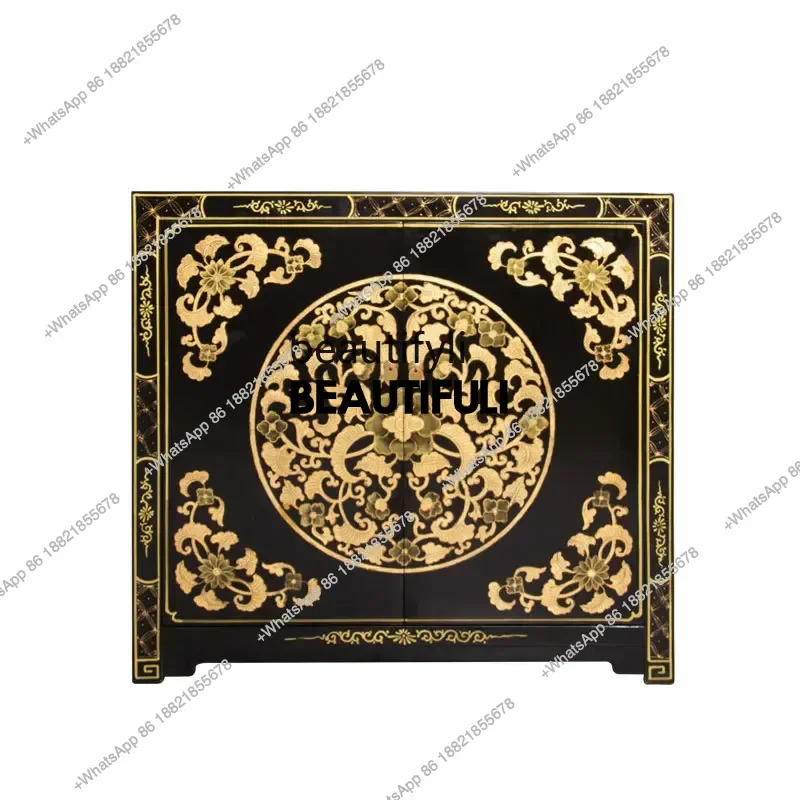 ss8350 Chinese solid wood, painted lacquer, porch storage cabinet, locker, partition foyer cabinet, retro furniture