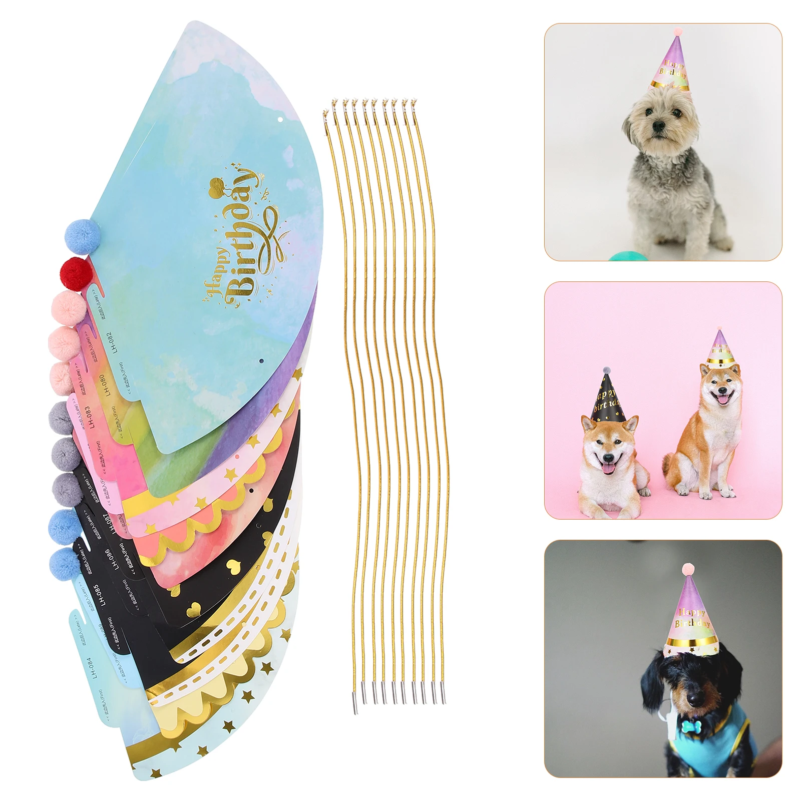 

10 Pcs Dog Birthday Hat Pet Party from Cute Decorations Hats for Dogs Conical Cap