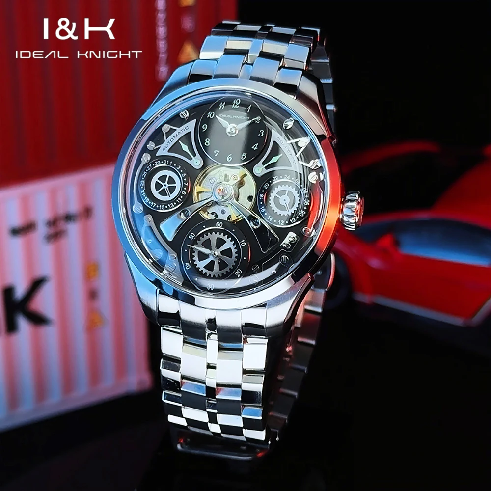 IDEAL KNIGHT Men's Watches Top Brand Luxury Fashion 316L Stainless Steel Strap Sapphire Original Automatic Mechanical Wristwatch