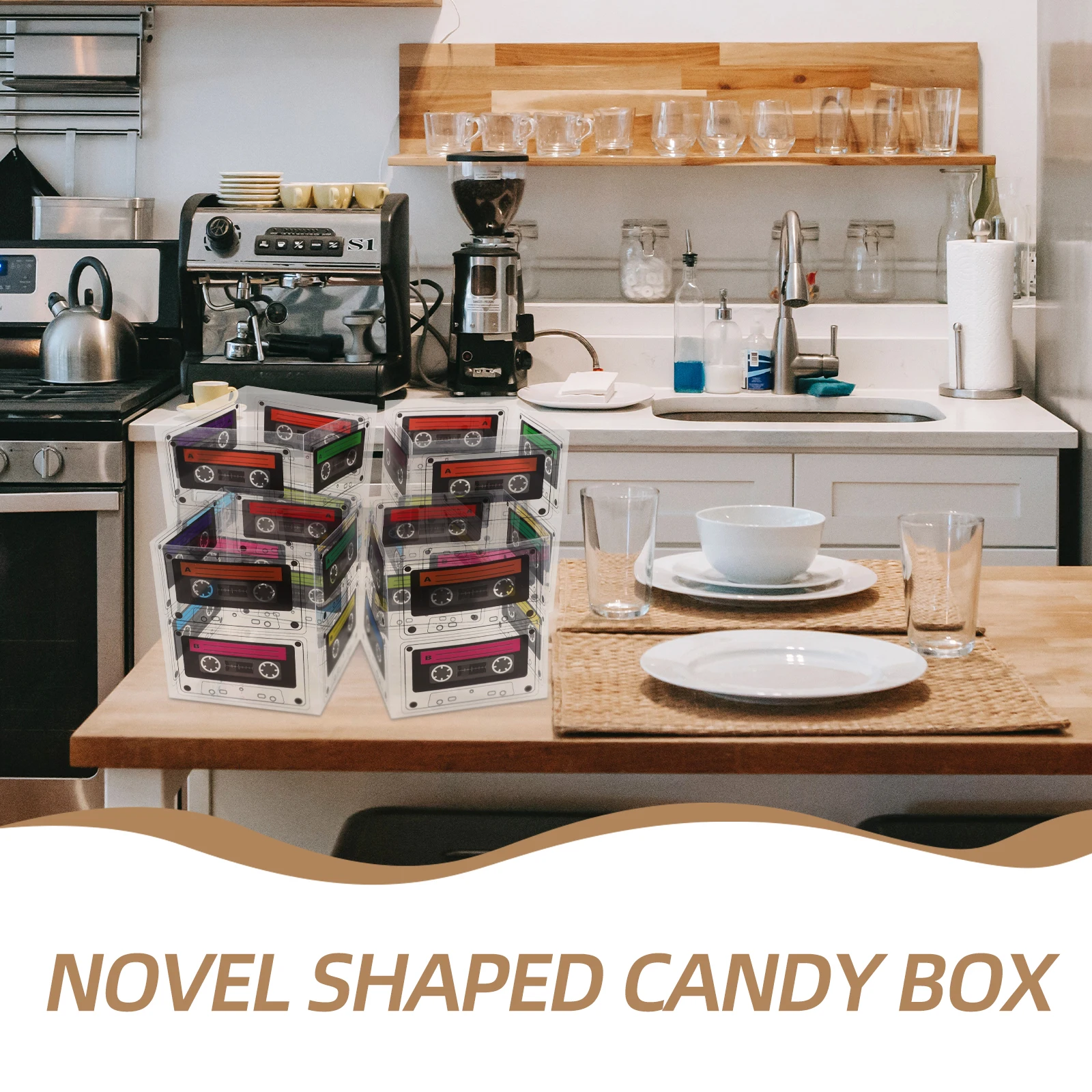 

4pcs Cassette Tape Shaped Boxes Vintage 80s Party Decorations Large Small Candy Containers Gift Favors Cookie Boxes Plastic