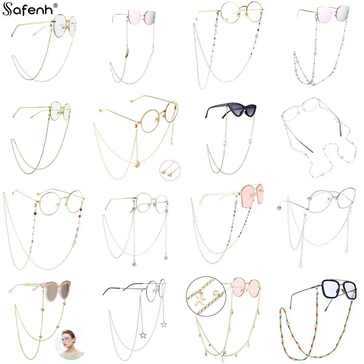 Eyewear Chain Holder Eyeglass Strap Reading Glasses Hanging Chain Sunglasses Spectacle Holder Neck Cord Glasses Slip Metal Chain