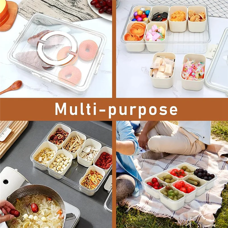 

2025 Trend Snack Tray With Lid And Handle For Portable Snack Platters, Fruit Platters,Clear Snack Containers Ideal, 2 Pcs